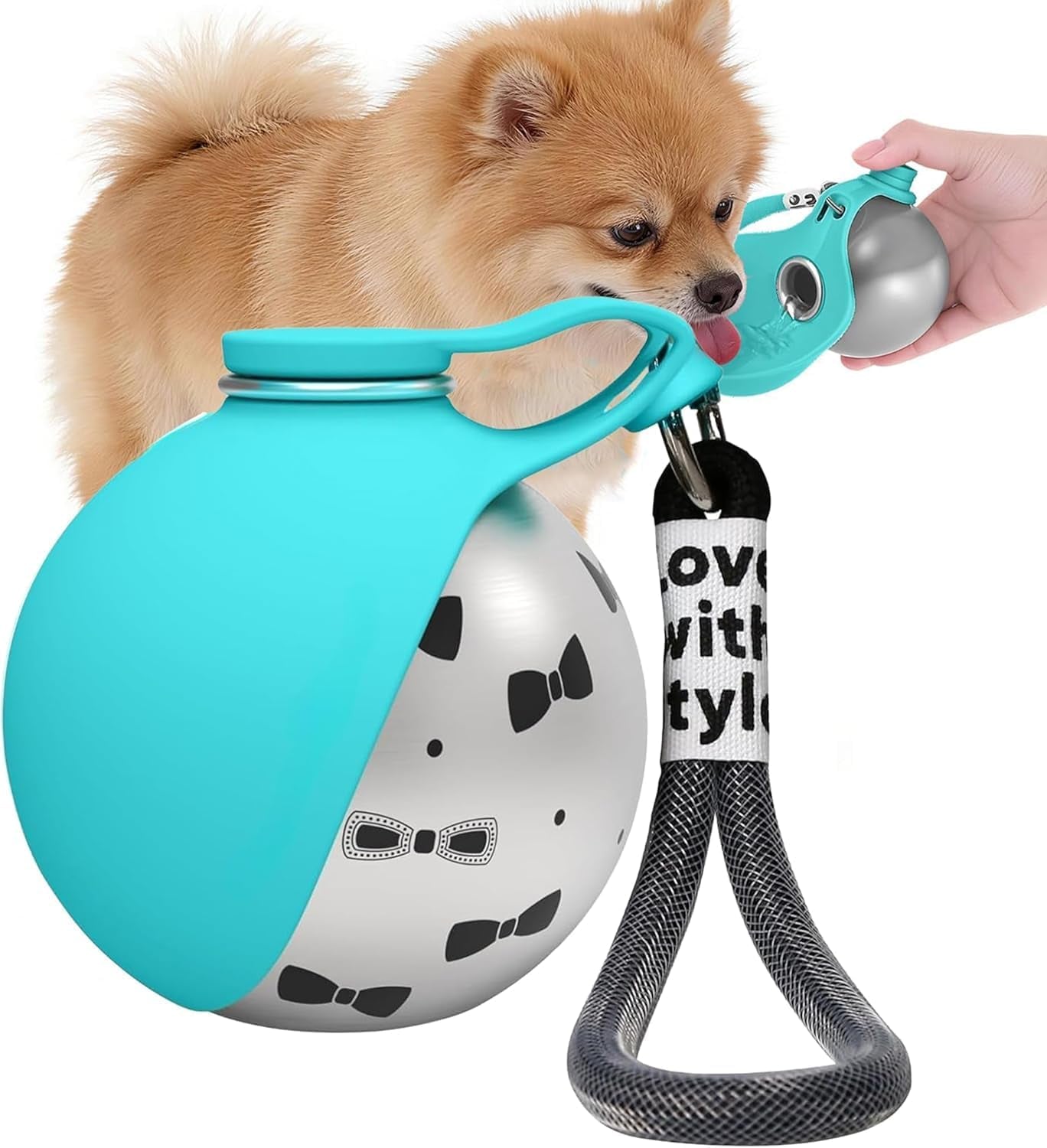 Gourde Pour Chien 285Ml,Gamelle Étanche Avec Bol Pliable En Silicone,Gourde Chien Promenade Et Randonnée,Portable Et Léger (Bleu)